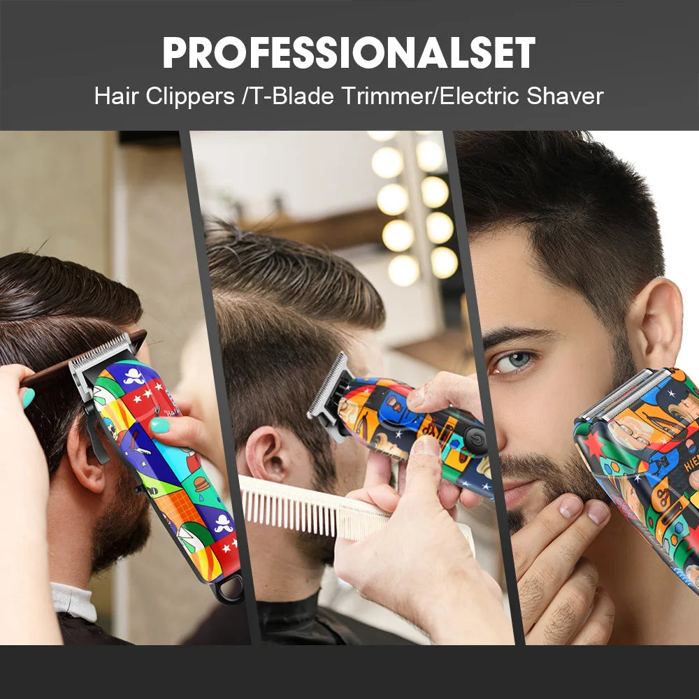 HIENA Graffiti hair clipper Hair cutting machine  Professional Hair Clipper Trimmer Set Hair Cutting Machine Cordless Barber BladeNest