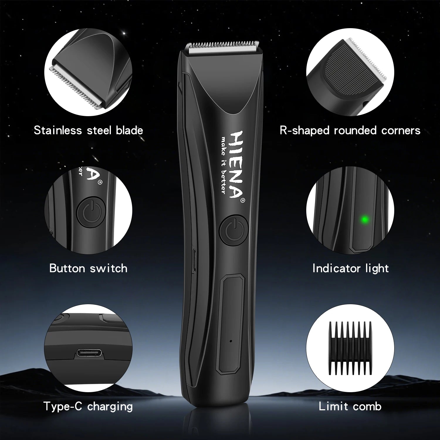 Electric Groin Hair Trimmer Pubic Hair Trimmer Body Grooming Clipper for Woman and men Bikini Epilator Rechargeable Shaver Razor BladeNest