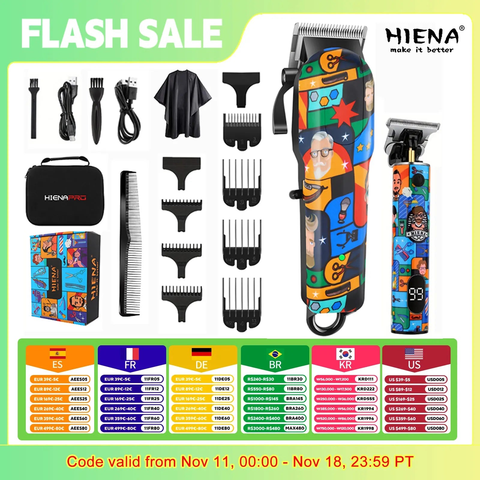 HIENA Trimmer Hair cutting machine Hair Clipper Magnetic Levitation Motor Hair Clipper Charging Base Men's Hair Clipper BladeNest