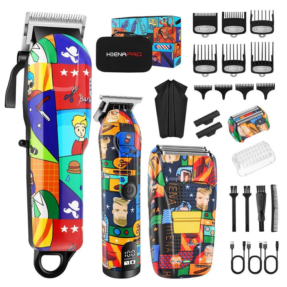 HIENA Graffiti hair clipper Hair cutting machine  Professional Hair Clipper Trimmer Set Hair Cutting Machine Cordless Barber BladeNest