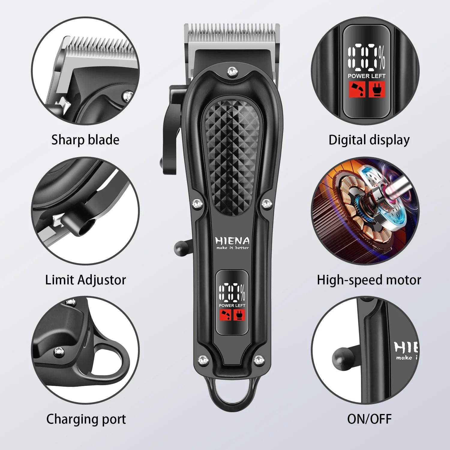 HIENA hair clipper Shaver Professional electric scissors push Barber shop hair trimmers Hair cutting machine trimmer for men BladeNest