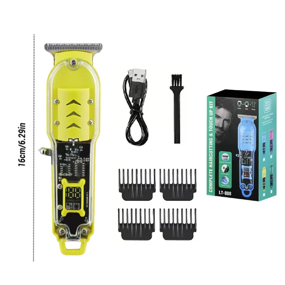 Transparent Body Electric Hair Clipper Professional Trimmer USB Rechargeable Hair Cutting Machine For Men Holiday Gift For Him BladeNest