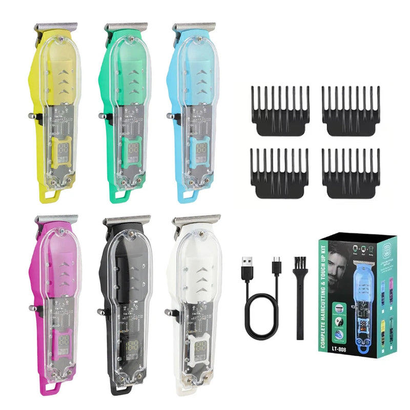 Transparent Body Electric Hair Clipper Professional Trimmer USB Rechargeable Hair Cutting Machine For Men Holiday Gift For Him BladeNest
