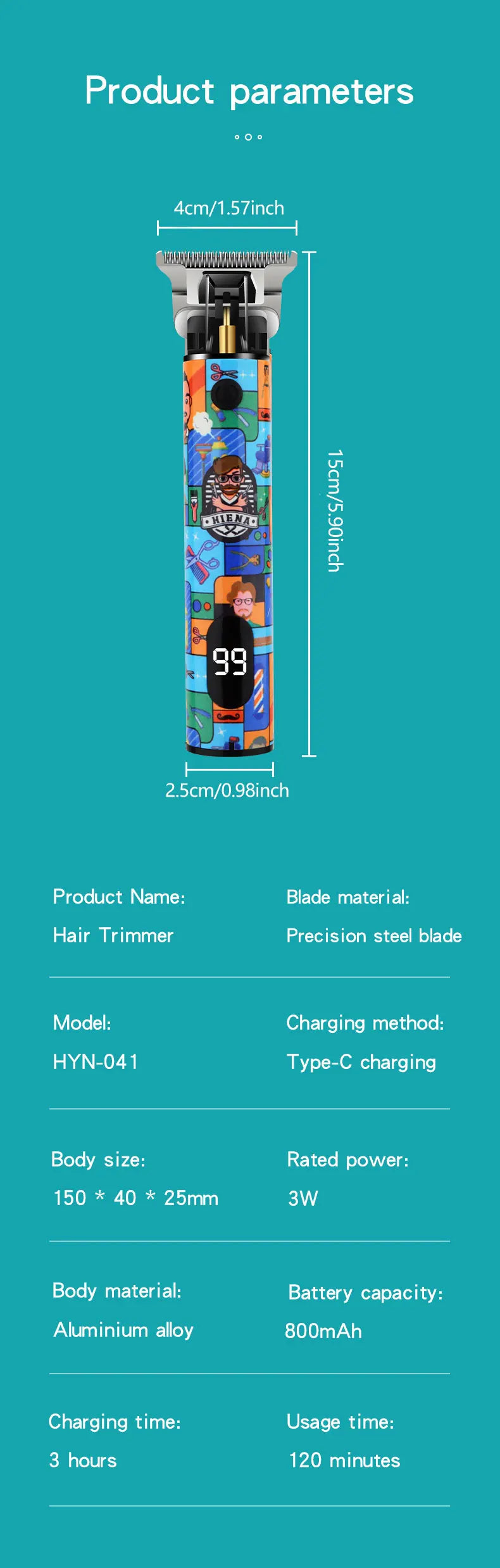 Hair Clippers trendy Graffiti design Barber shop Electric Hair Trimmer Razor Salon Hair Cutting Machine Clipper BladeNest