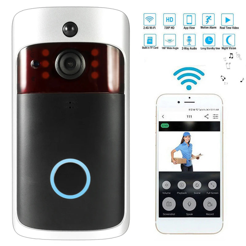 Smart Wireless WiFi Security DoorBell Visual Recording Consumption Remote Home Monitoring Night Vision Smart Video Door Phone eprolo