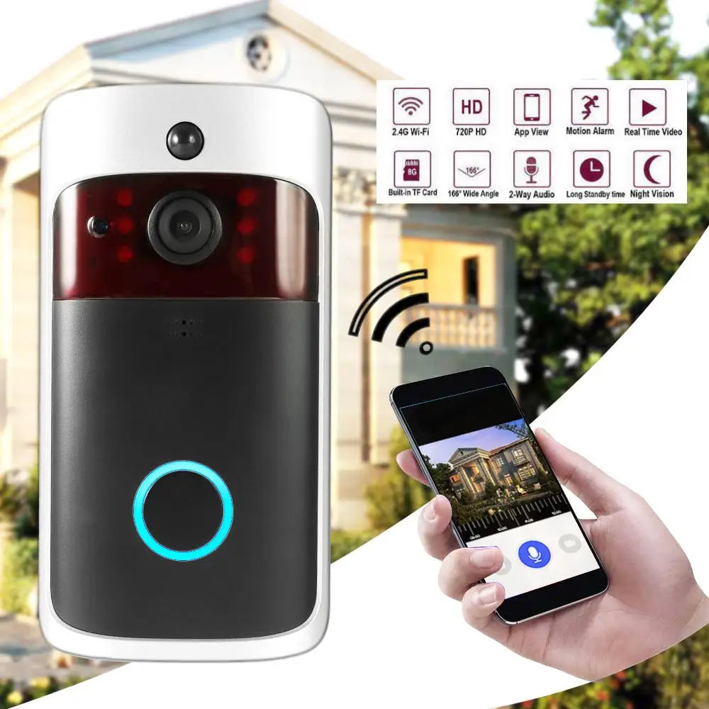 Smart Wireless WiFi Security DoorBell Visual Recording Consumption Remote Home Monitoring Night Vision Smart Video Door Phone eprolo